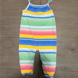 Ralph Lauren Pastel Striped Cotton Romper in Blue, Yellow, Pink and White